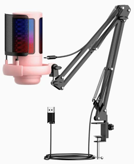 ME6S USB Condenser Gaming Professional Podcast Microphone Studio Recording Microphone Ampliant RGB Gaming Microphone