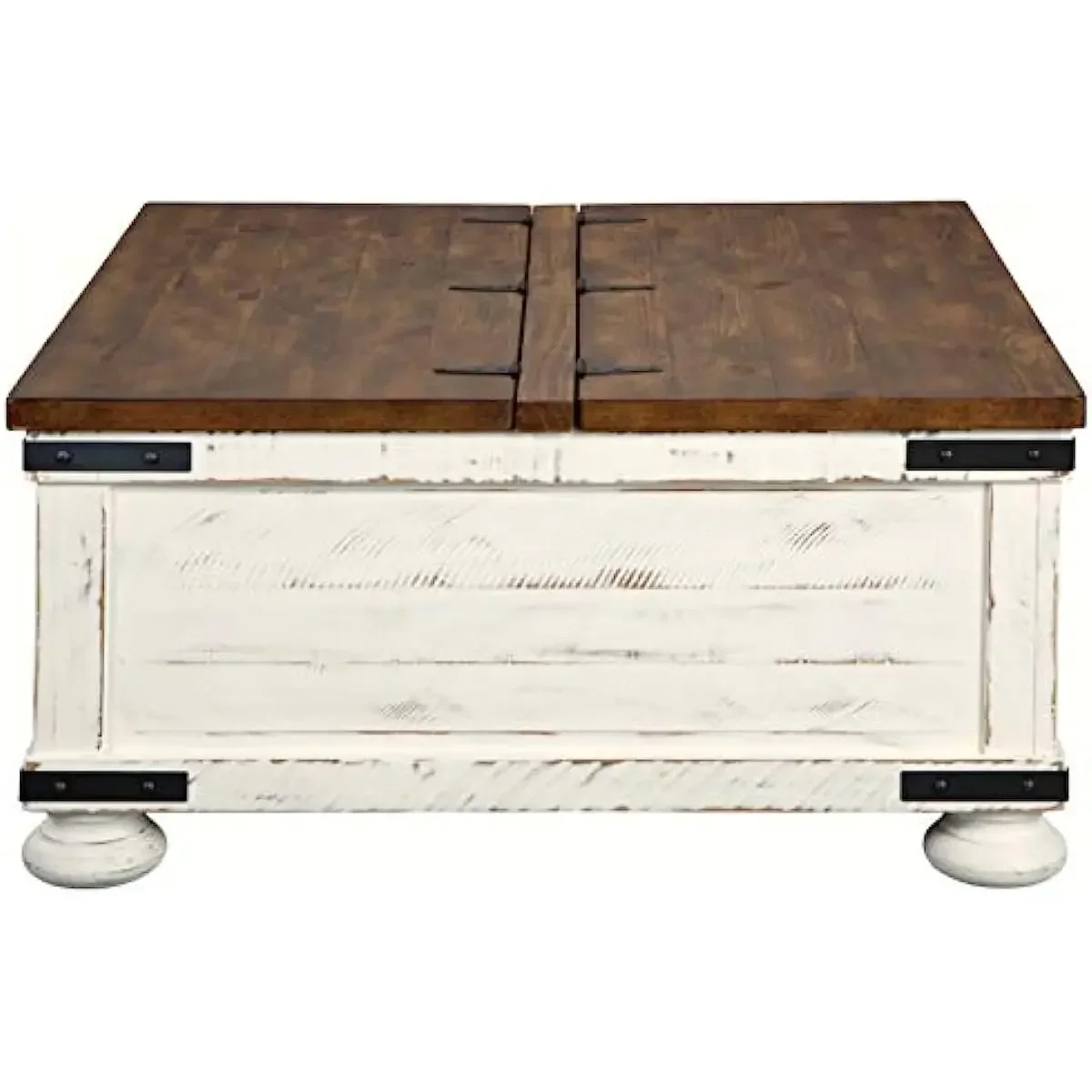Signatur Design von Ashley Wystfield Bauernhaus quadratischen Lagerung Couch tisch mit klappbaren Lift Top, Distressed White