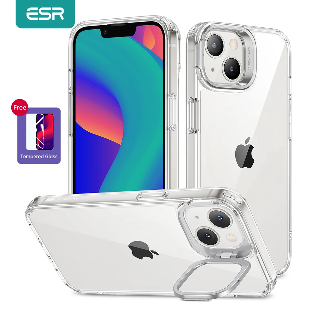 ESR Case for iPhone 14  Kickstand Case for iPhone 14 Pro  Clear Classic Hybrid Case With Camera Guard Kickstand for 14 Pro Max