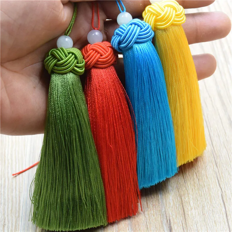 2/5/10Pcs 10cm Silky Tassel Handmade Soft Tassels With Jade Bead For DIY Craft Jewelry Making Bookmarks Key Chain Decoration