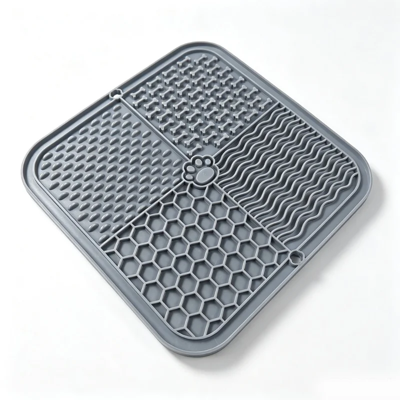 Leckmatte aus lebensmittelechtem Silikon für Haustiere, Slow-Feeder-Pad mit starkem Saugnapf, Anti-Schluck-Futterschale für Hunde, Katzen und Leckerlis – Detail 19