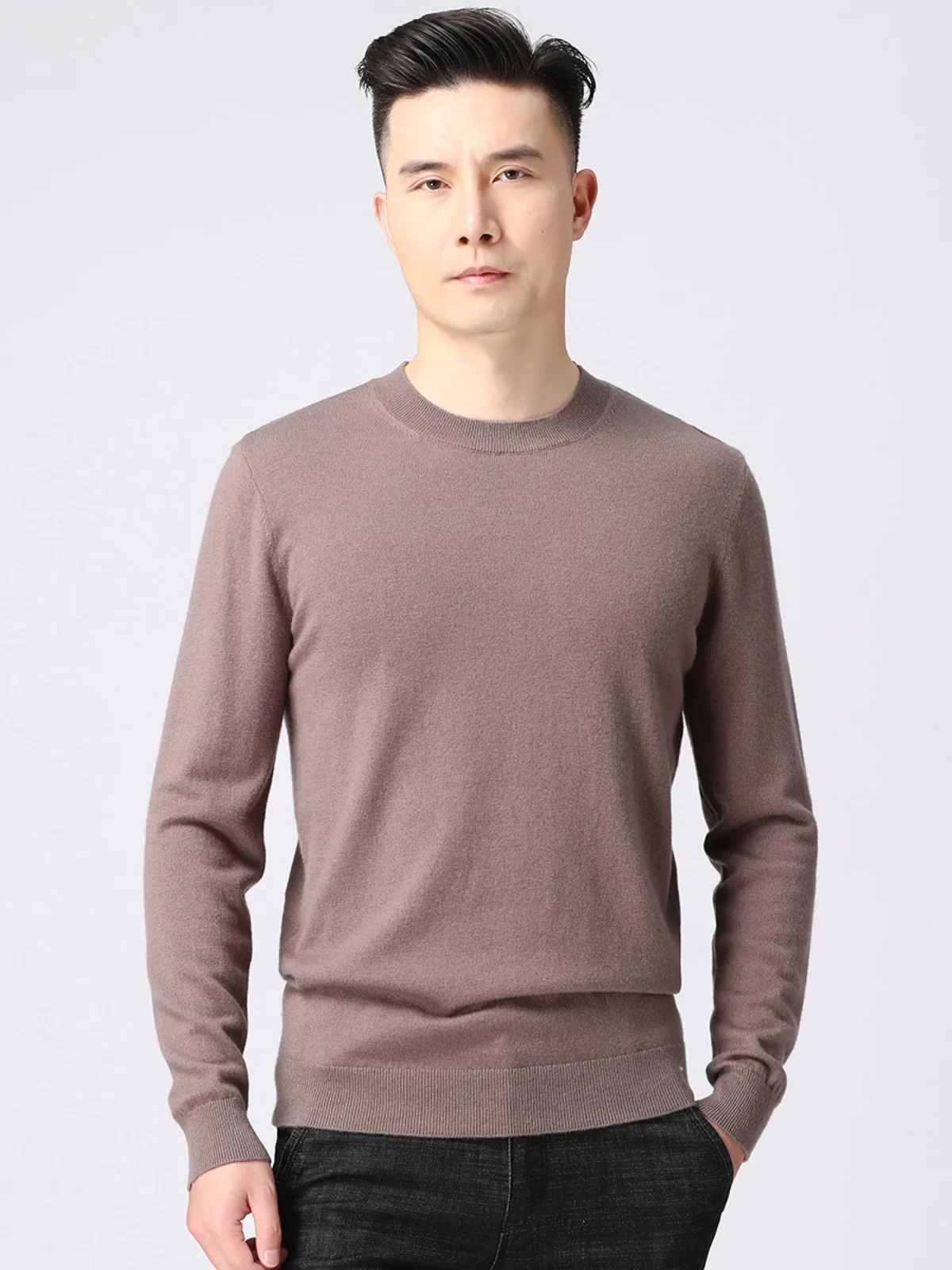 

Classic round Ne Men's Knitwear Simple Casual Warm Base Layer Wool irt No Tag Net Color Loose Fit Youth Spring Autumn