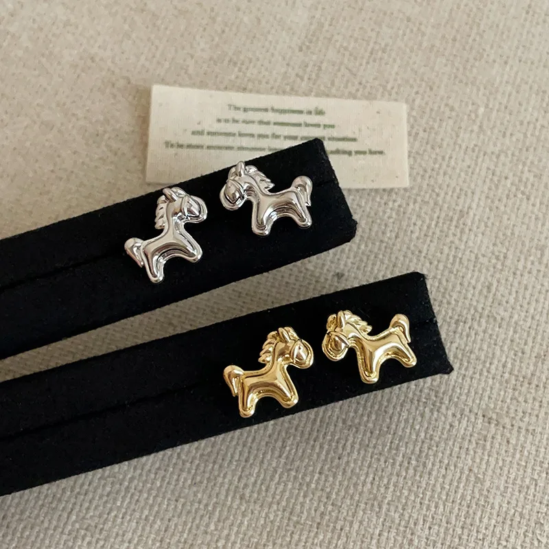 Minar Unique Design Metallic Cartoon Animal Colt Horse Statement Dangle Earrings for Women Girl Gold Silver Plated Alloy Jewelry
