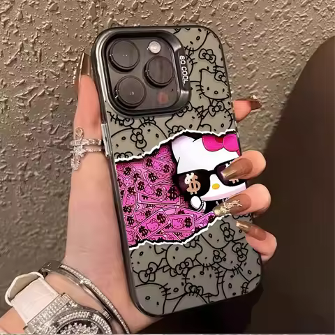 Lovely Money Hello Kitty Laser Case for Samsung Galaxy S25 S23 S24 S22 Ultra S21 Plus FE A56 A36 A26 5G A16 A06 4G Note 20 Cover