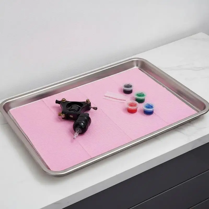 Disposable Nail Manicure Table Pad 3 Ply Waterproof Pink Foldable Mat for Travel Portable Nail Art Use
