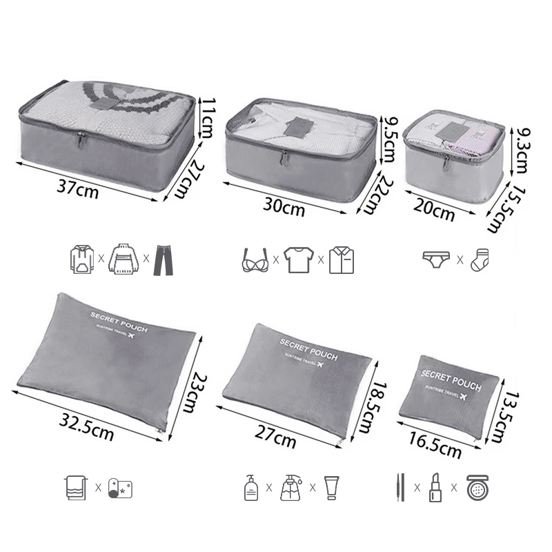NONE 7/6 stücke Reise Lagerung Tasche Große Kapazität Koffer Lagerung Gepäck Kleidung Sortierung Organizer Set Beutel Fall Schuhe Verpackung Cube 9