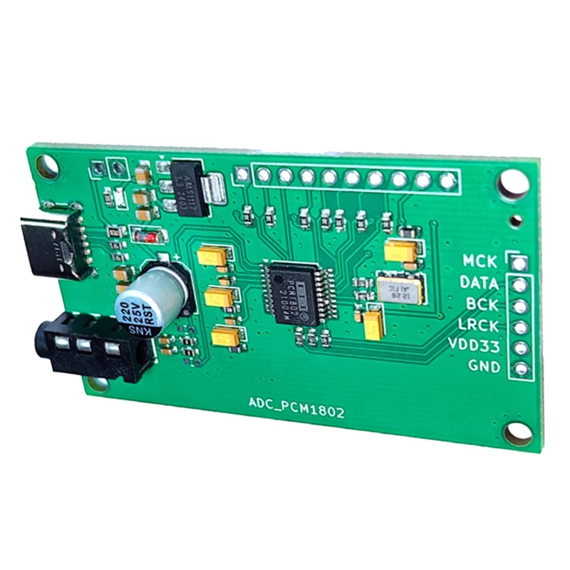 PCM1802 Audio ADC Module, 3.5Mm AUX Stereo Analog To I2S Signal Converter Recording Equipment Decoder