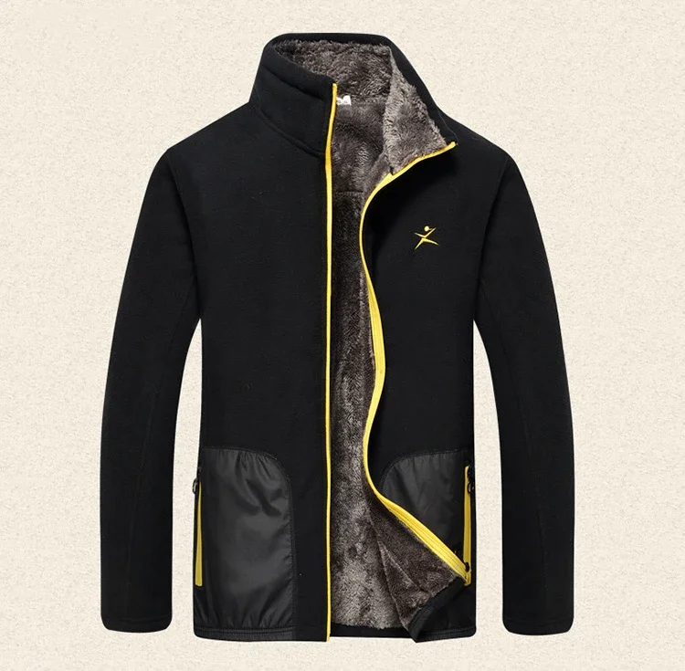 

Man Winter Hiking Jacket Outdoor Outing Polar Fleece Thickening Tourism Large Capacity Waterproof Pocket Camping Coat