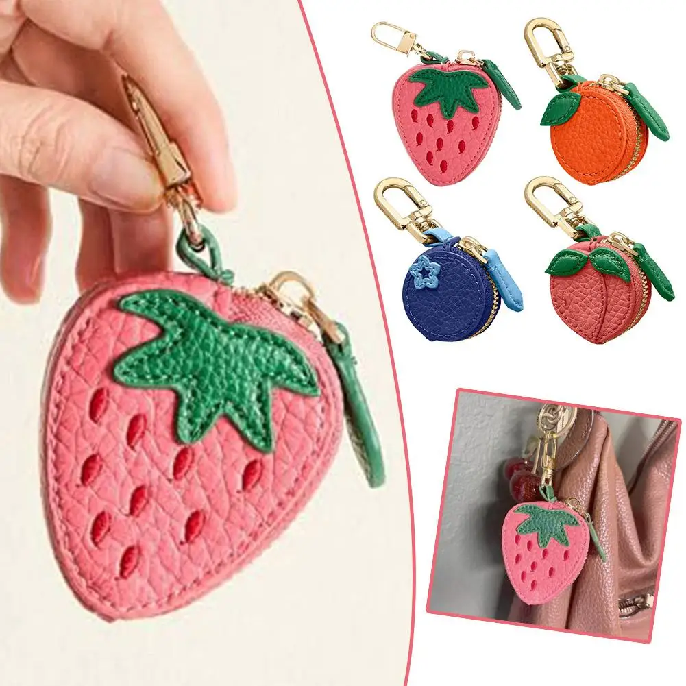 Fruit Coin Purse Keychain Cute Fruit Shape Design Bright Colors Practical Wallet for Change Small Bag Accessory Gift for Friend