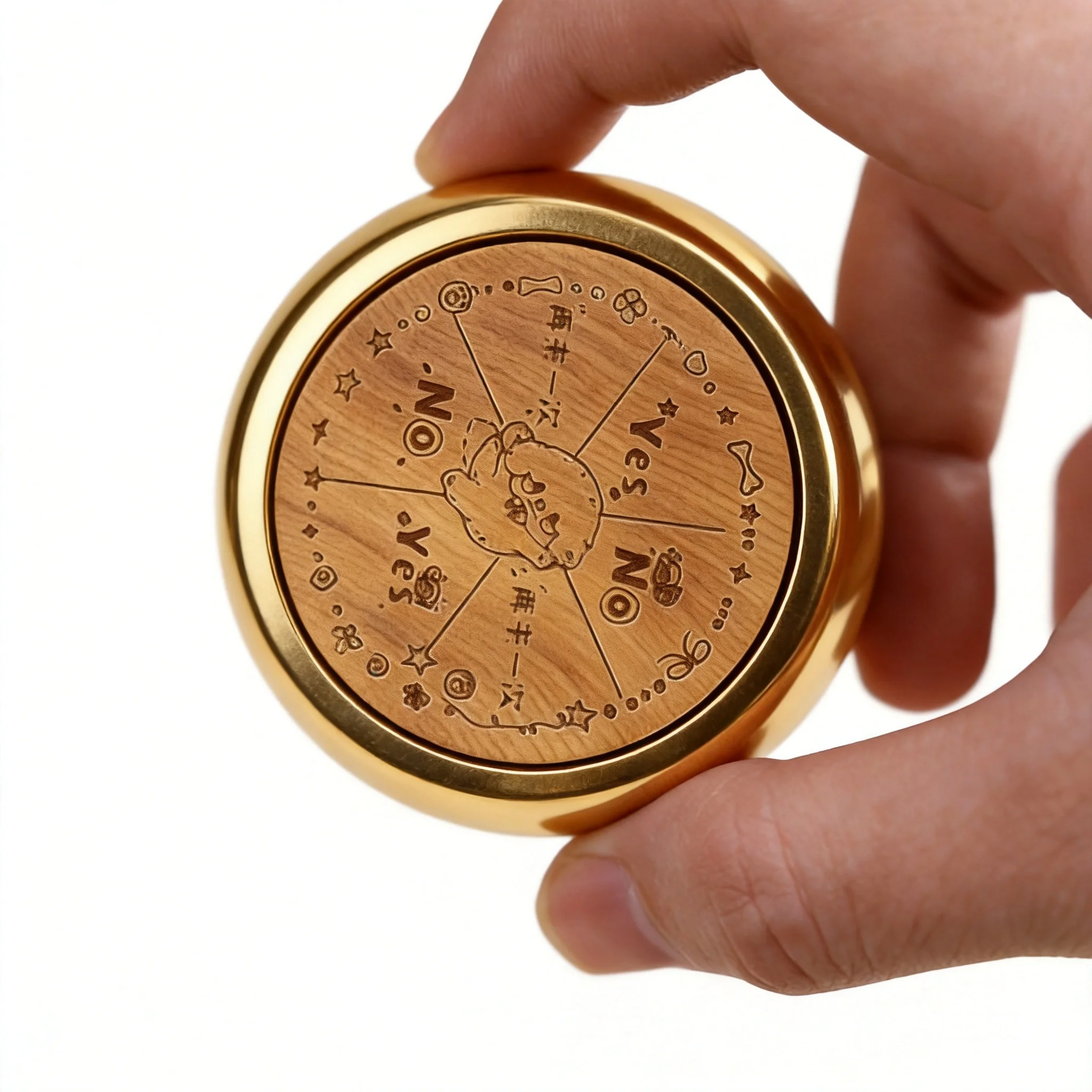 Snqp Thuja Wood Double Sided Rotatable Lucky Fortune Turning Fidget Chinese Style Blessing Wealth Attracting Yes No Decision Mak