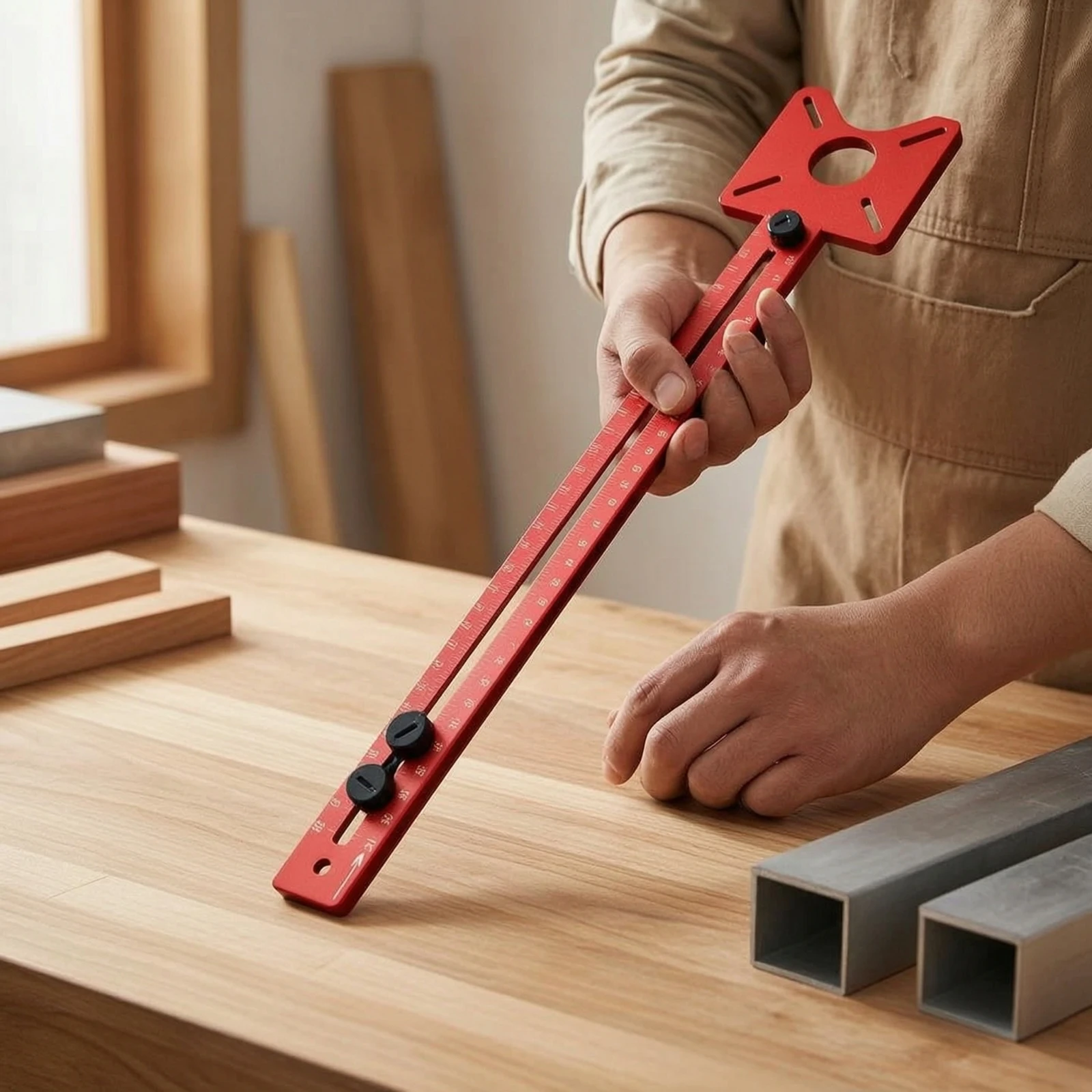 Router Circle Jig Measurement Markings Circle Cutting Jig Router Guide Ruler Slotted Track Power Tool Accessory Locking Knobs - view 6