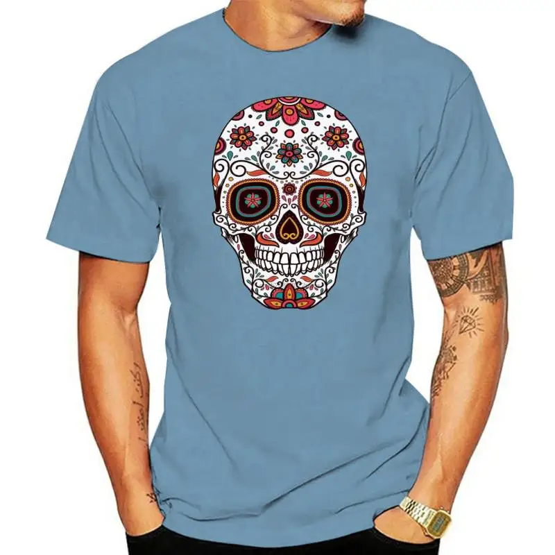 Title: floral suger skull 1 lucky ladies womens girls  t shirt tops tee men t shirt