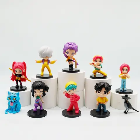 Korean Anime Q Version Boy Girl Group Demon Hunter Figure Model Tiger Crow Lumi Zoey Gashapon Ornament