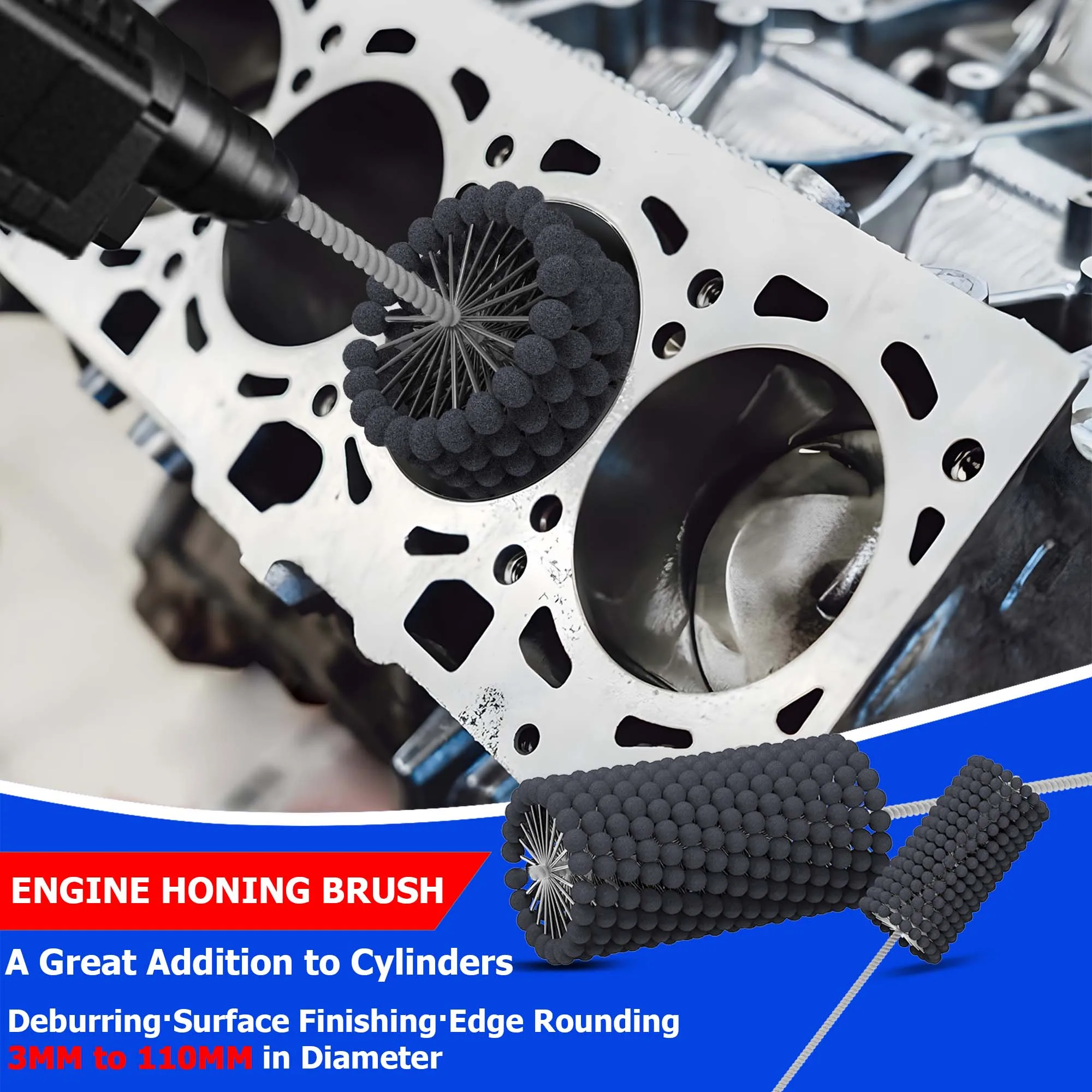 

77MM Flexible Honing Brushes Silicon Carbide Abrasive Ball Hone Tool Brake Cylinders Hydraulics Valve Guide Aluminum Power CNC