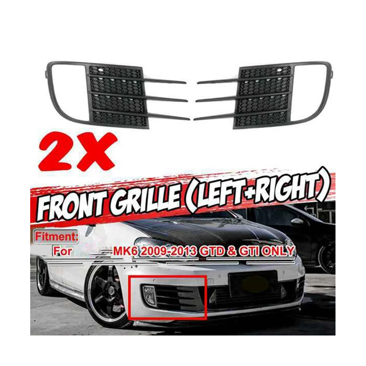 Grille Car lampu kabut Bezel bilah depan kisi jala ventilasi mobil untuk 6 2009-2013