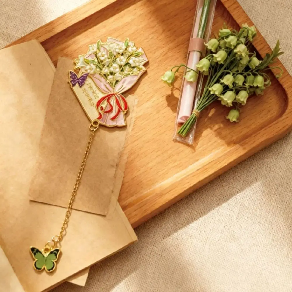 Iris Flower Metal Iris Flower Bookmark Vintage Creative Iris Flower Bookmark Sturdy with Chain Pendant Decorative Bookmark