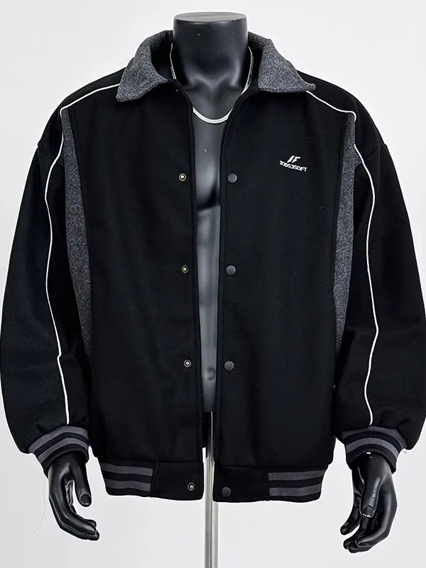 

Casual Loose Long Sve Baseball Collar Jaet for Men Faionable Versatile Autumn Top Youth ular Outerwear Zipper Closure