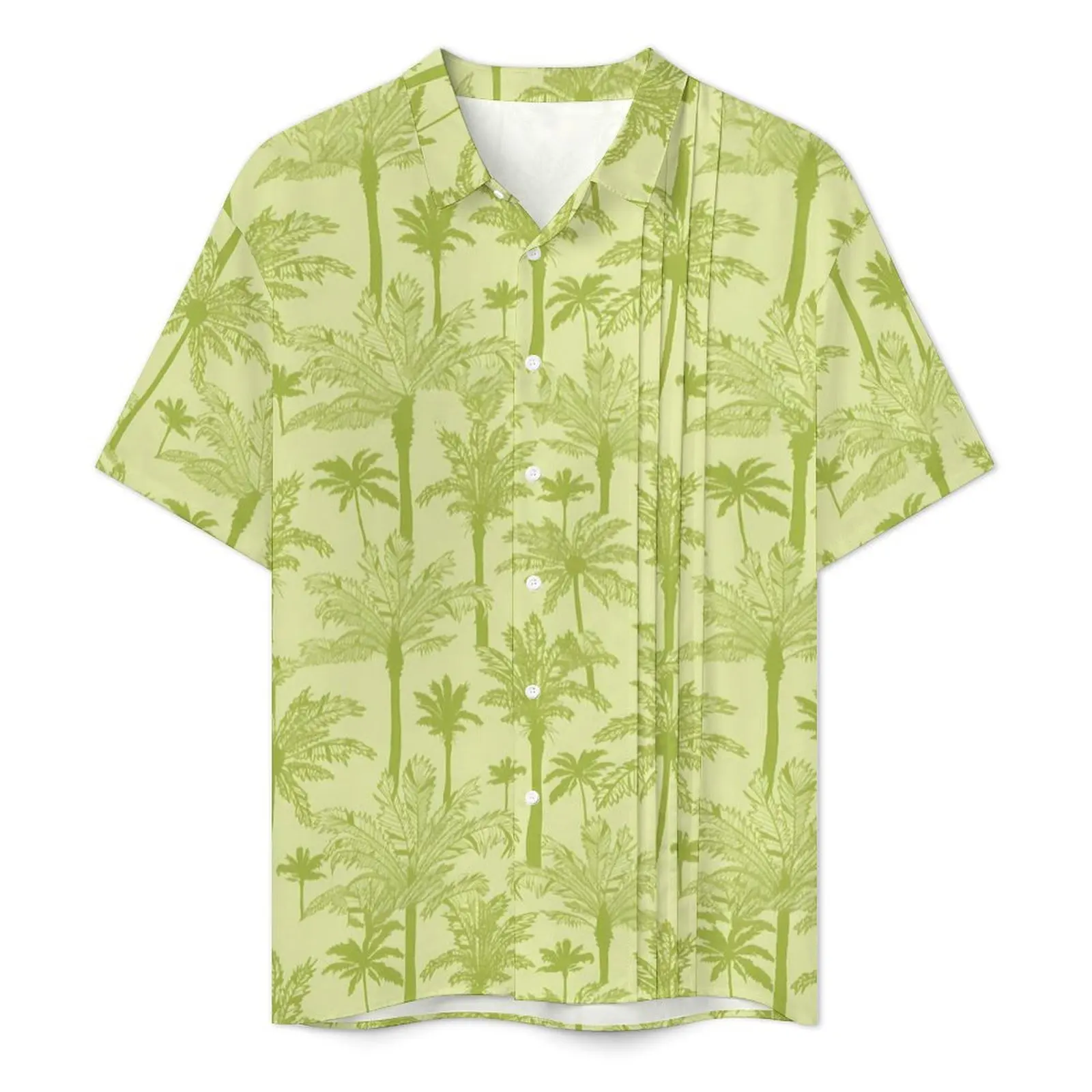 Green Palm Trees Vacation Shirt Men Coconut Tree Retro Casual Shirts Hawaiian Short Sleeve Breathable Graphic Oversized Blouses