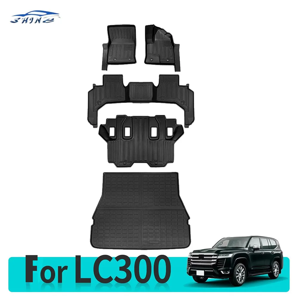 

3D Floor Mats Trunk Pad For Toyota Land Cruiser LC300 2024 2023 2022 5seat & 7seat Anti-Slip Waterproof Accessories TPE