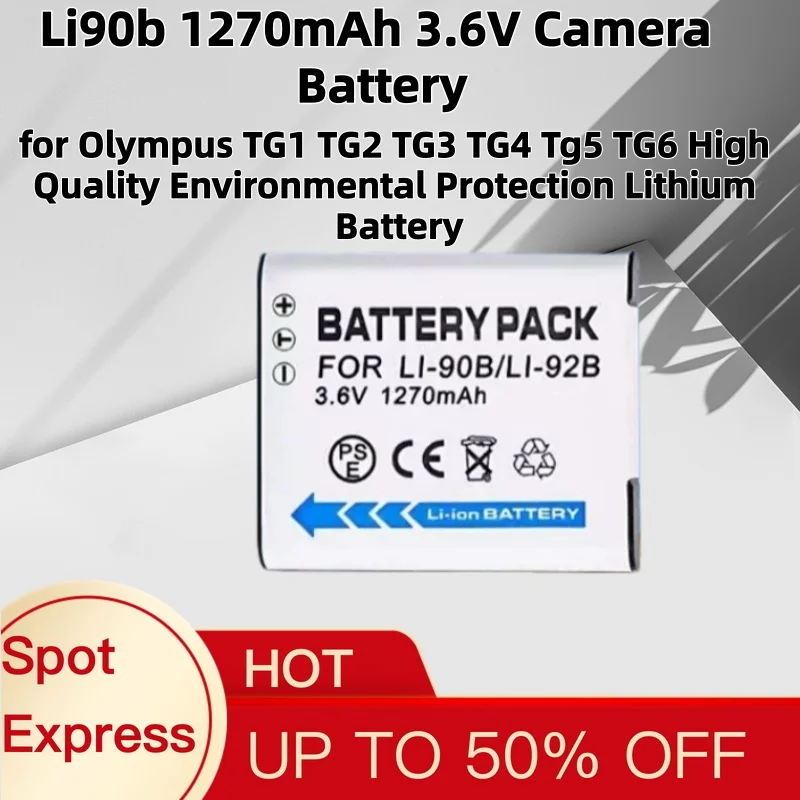 Li90b 1270mAh 3.6V Camera Battery for Olympus TG1 TG2 TG3 TG4 Tg5 TG6 High Quality Environmental Protection Lithium Battery