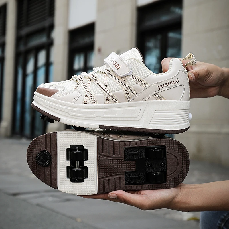 Four-Wheeled Automatic Retractable Invisible Four-Wheeled Walkable Student Skateboarding Shoes for Girls and Boys - view 5