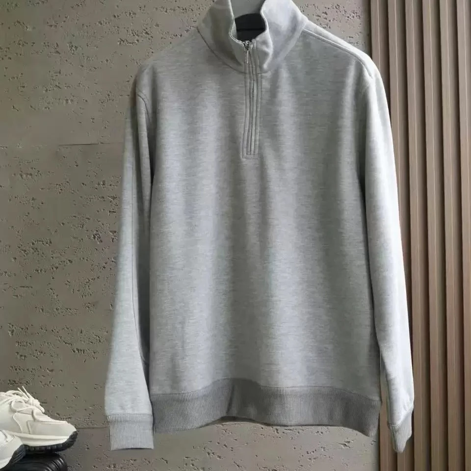 Italy LP old money style men's semi-zipper turtleneck casual wool hybrid long-sleeved sweater