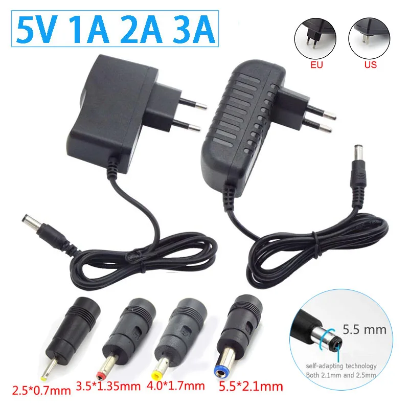 DC 5V 1A 2A 3A AC 110V 240V güç kaynağı şarj cihazı 5.5*2.1mm dönüştürücü AC DC adaptörü 4.0*1.7mm 3.5*1.35mm 2.5*0.7mm DC fiş