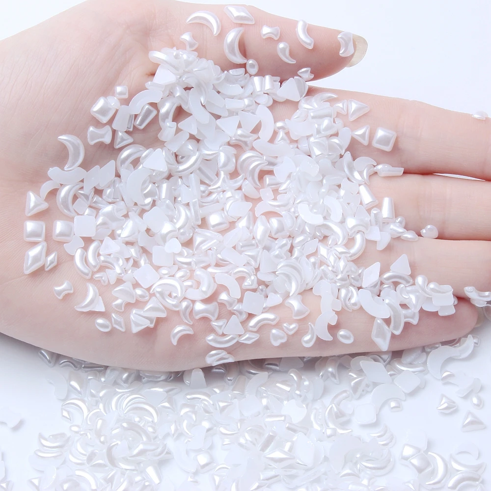 New Resin Half Profiled Pearl 1000pcs White Many Styles Flatback For DIY Nail Art And Scrunchie Jewelry Making Decorations