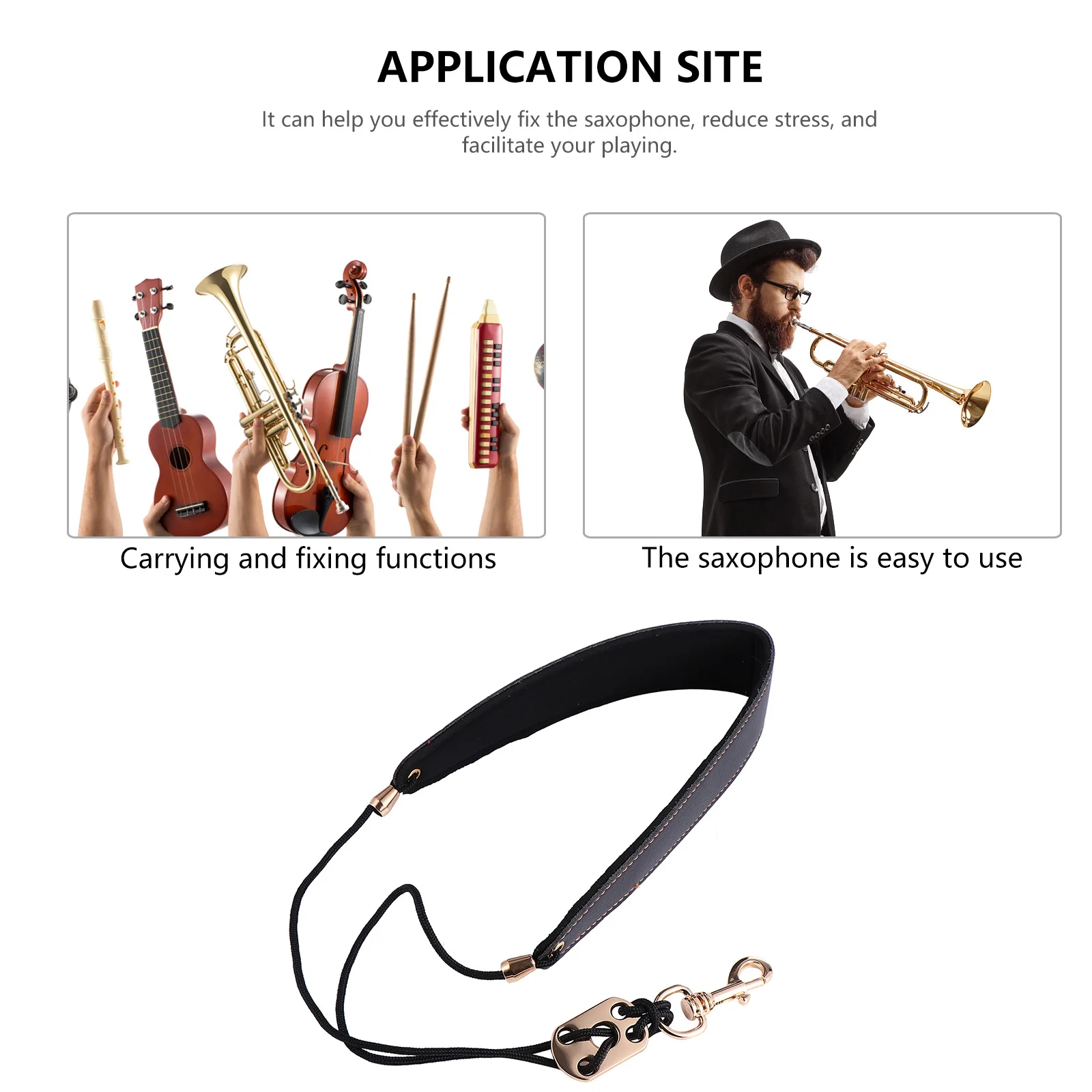 

Saxophone Strap Adjustable Wide Pu Support For Alto Tenor Soprano Sax Neck Harness Music Instrument Accessory