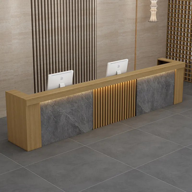 

az-Chinese Style Wood Reception Desk Storage Rectangular Shape High-End Simple New Hotel Front Desk Counter Elegant Commercial@