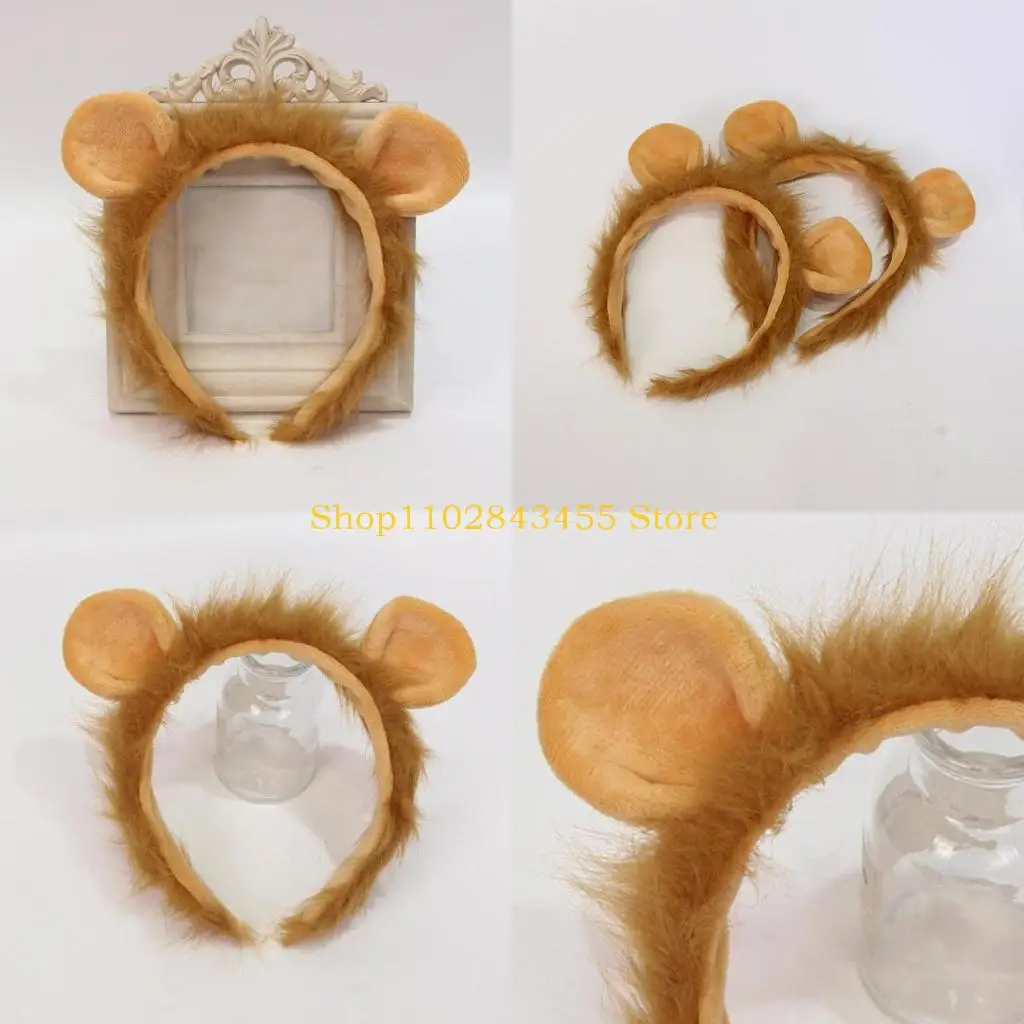 49MC Adult Teens Cute Halloween  Ear Shape Headbands Plush Hair Hoop Makeup Live Broadcast Halloween Party Headpieces