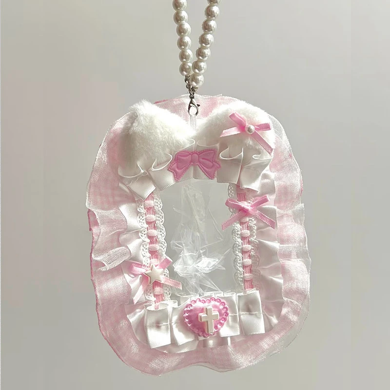 Plush Photocard Protector with Ribbon & Lace - Soft Card Sleeve for Toploader, Kpop Anime Idol Display Case, Cute DIY Holder for Fans Gift image 2