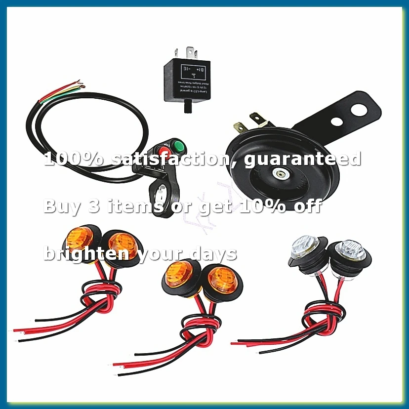 Universal Motorcycle Turn Signal Light LED Kit with Horn Relay 3-Pin for ATV UTV