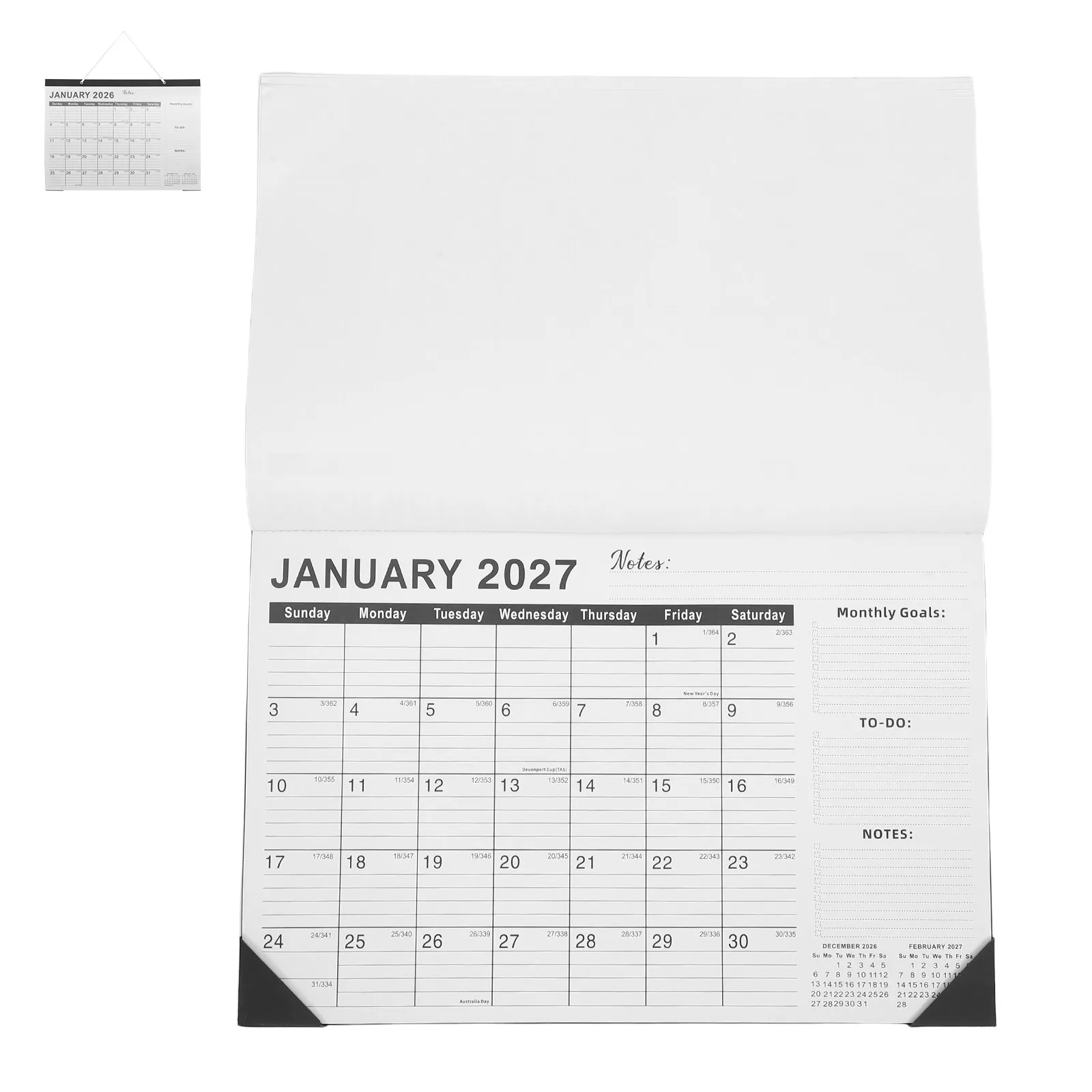 

Floral 18 Month Wall Calendar 2026 January to 2027 June Minimalist Large Block Holiday Calendar for Family Office Business Home
