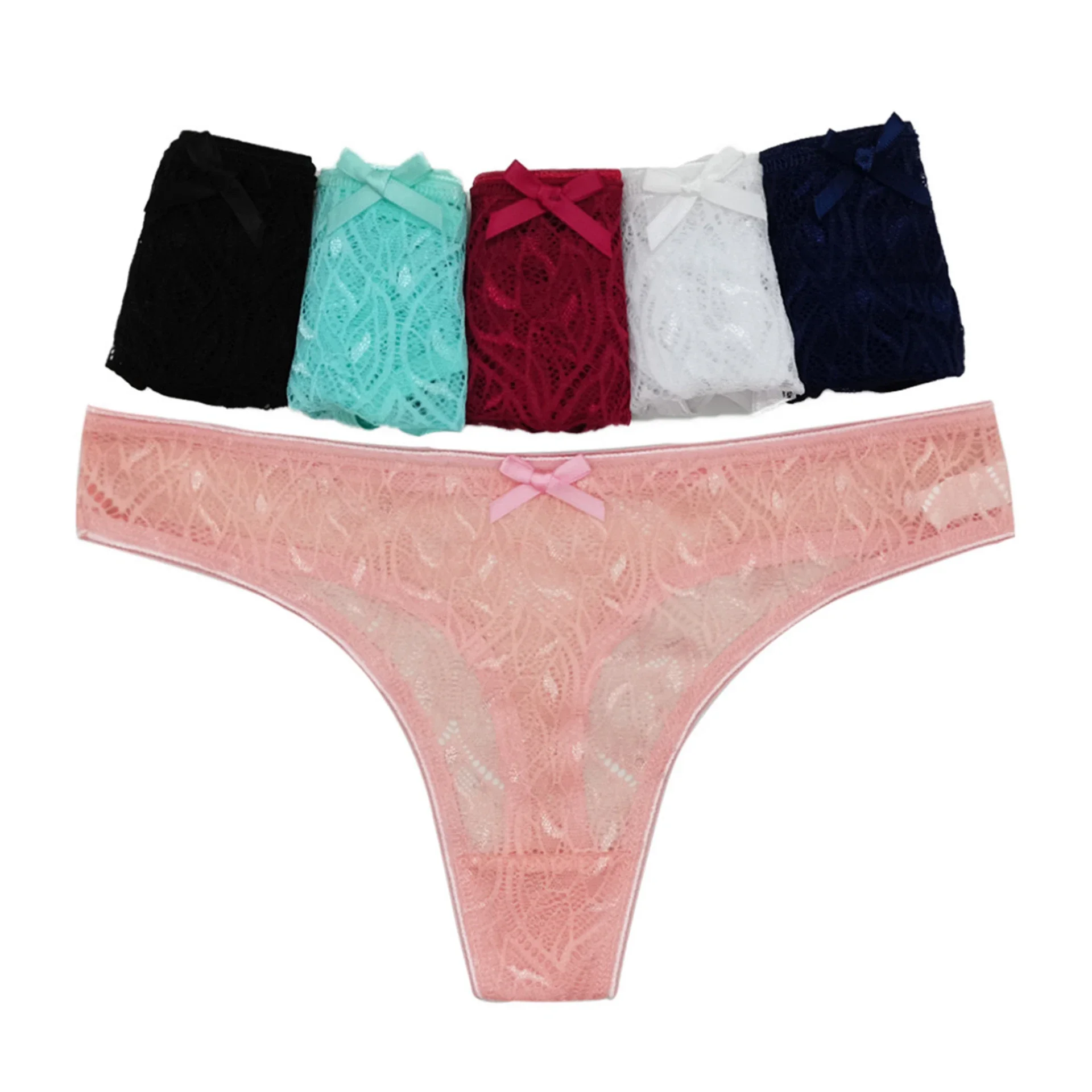 Women Panties Lace Hollow Out Sexy Thong Cotton Briefs Grils Bow Thin Underpants 6 Colors Low-Rise Underwear Lingeries