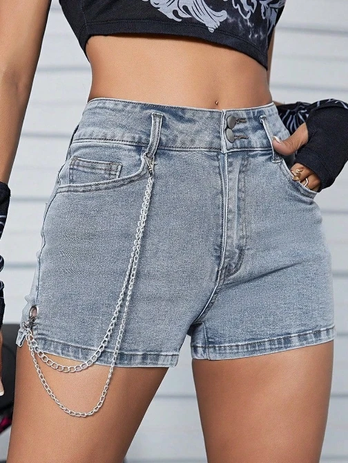 Sexy New Fashion 2024 Summer Casual Spicy Girl Style High Waisted Denim Shorts Hot Pants Trendy Tight Fitting Hip Hugging Pants