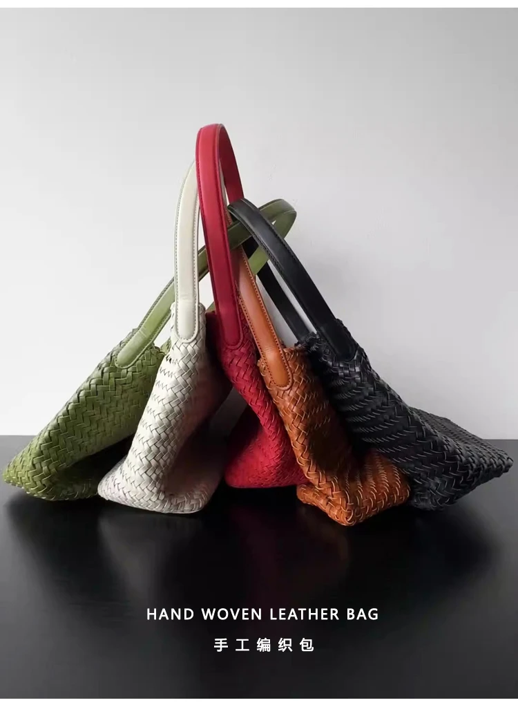 Sac de shopping de luxe pour femmes, nouveau sac seau en cuir tissé à la main haut de gamme, sac mes