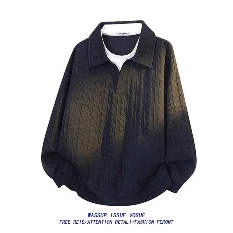 2piece Spring Autumn Men Suit Loose High Street Long Sleeve Pants