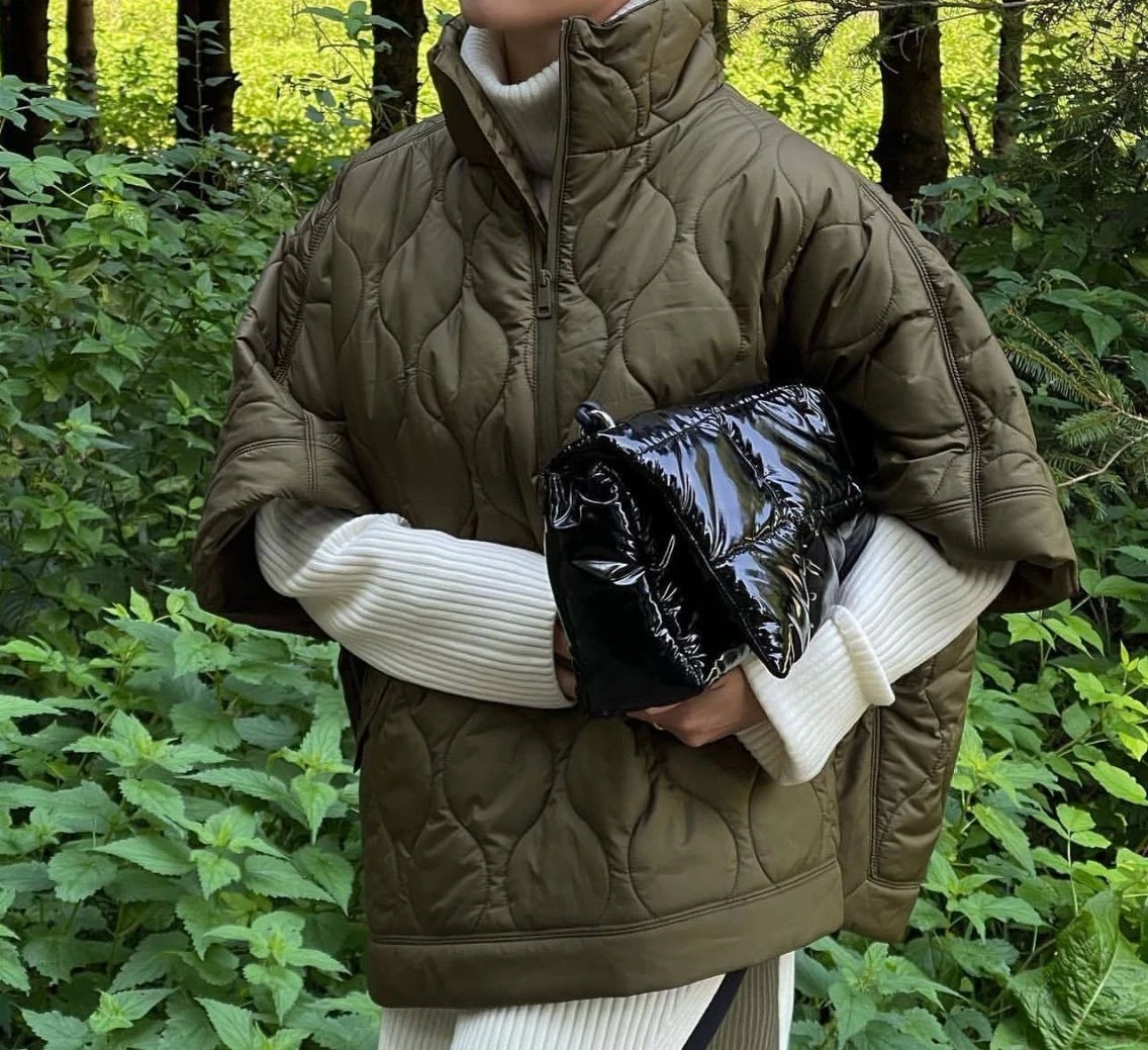 

2025 Autumn/Winter Wide-neck Loose Cotton-Padded Coat for Women