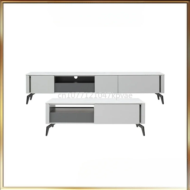 Modern Luxury and Minimalist Rock Plate Tea Table Tv Cabinet Combination Living Room Household Small Unit Pt027