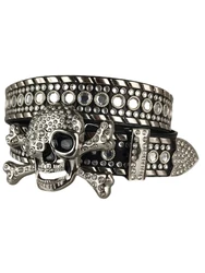 New Skeleton Head Diamond Inlaid Belt with Y2k Rivet Accessories Hip Hop Punk Diamond Belt for Men's Luxury