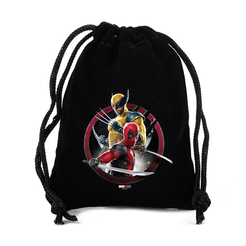 Deadpool Wolverine Drawstring Bag Cartoon Printed Storage Pouch Boys Men Anime Gift Bags Children Party Handbag Birthday Gifts