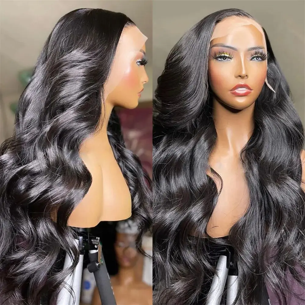 HD przezroczyste Body Wave 13x6 13x4 koronkowe z przodu bezglualne ludzkie włosy peruki brazylijskie 30 40 Cal 360 koronkowa peruka dla czarnych kobiet