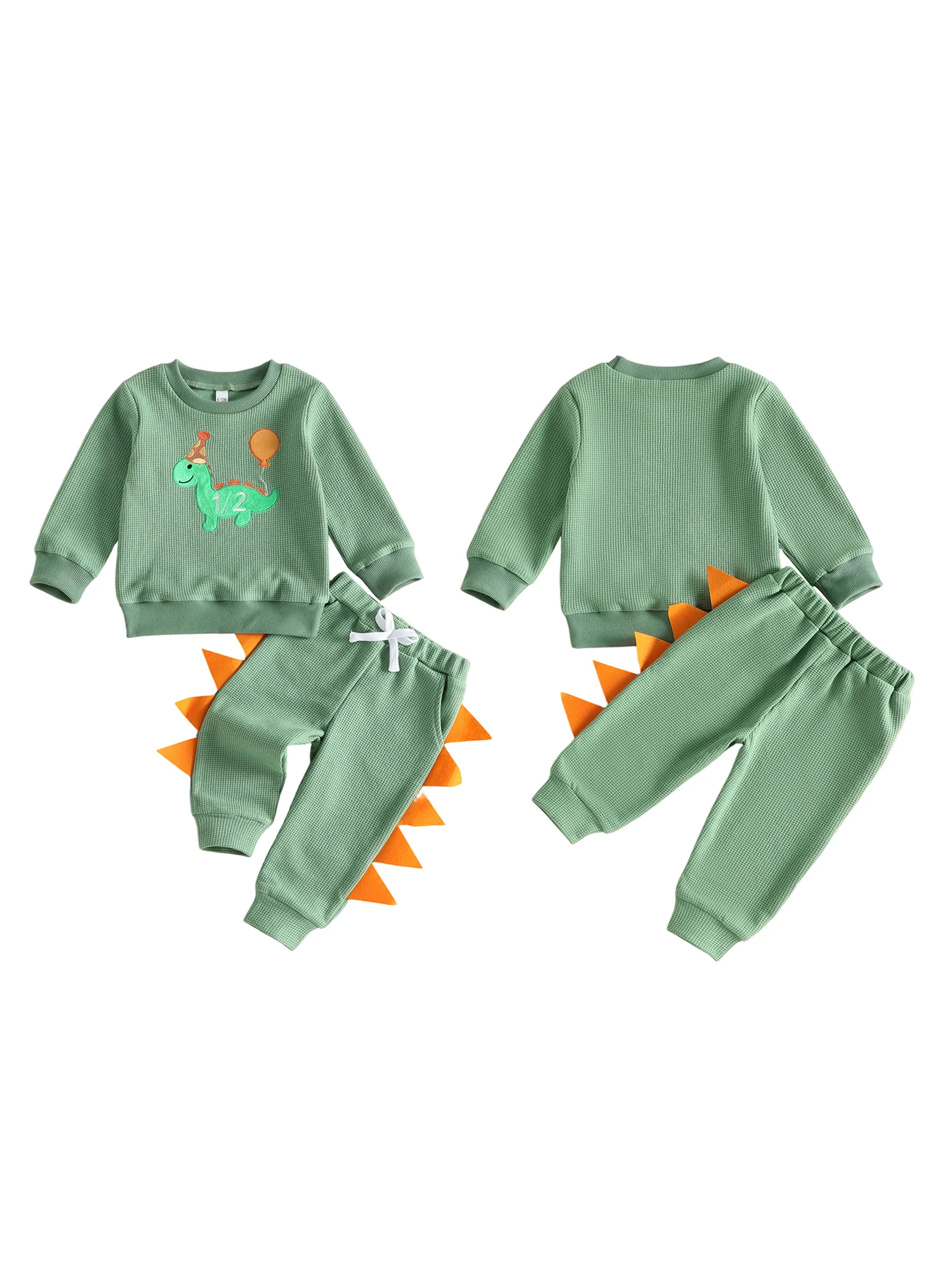Half Birthday Outfit Pants Sweatshirt 2 Pcs Set Outfit Waffle Half Birthday Half Sweatshirt Top Rated