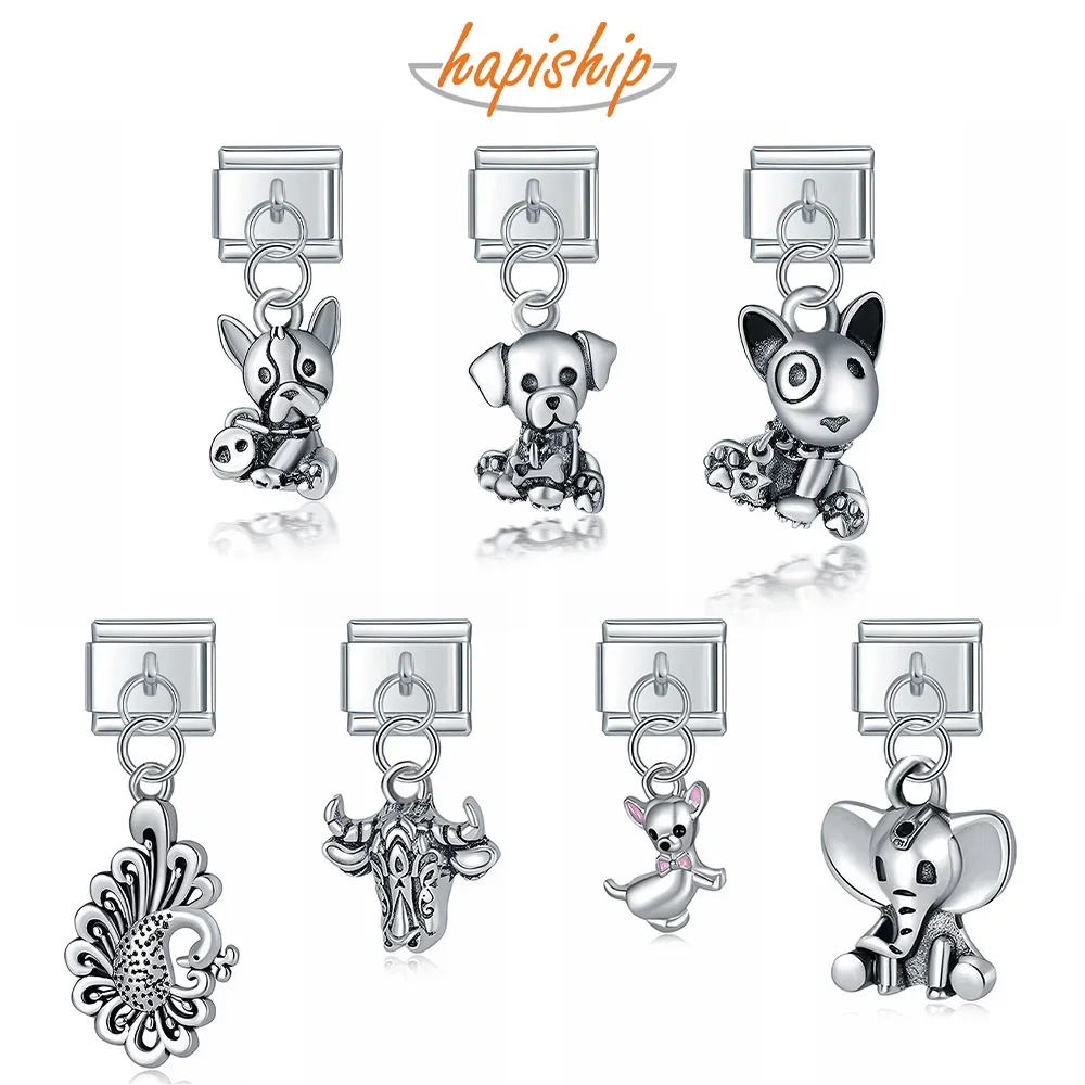 

Hapiship New Original Daisy Dog Cow Elephant Peacock Italian Links Charm Fit 9mm Bracelet Stainless Steel Jewelry Making DJ281