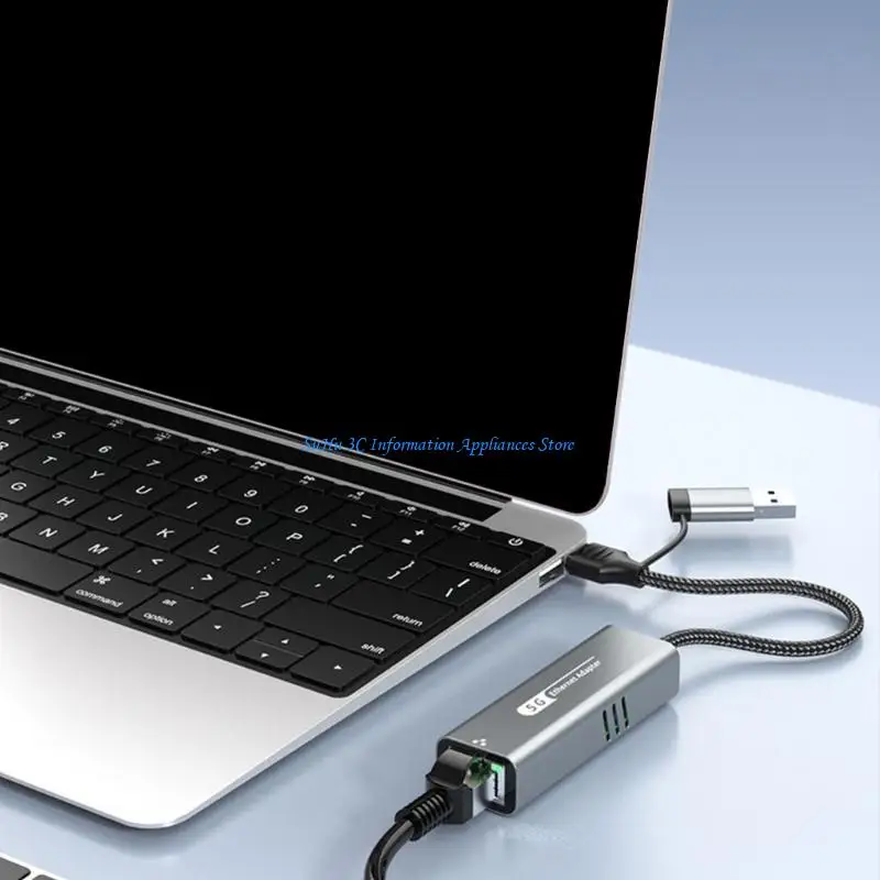 

USB Type C to RJ45 Ethernet Networking Converters 5000Mbps for Device Compatibility