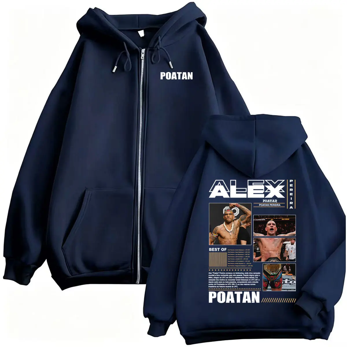 Alex Pereira Poatan Fan Gifts Zip Up Hoodies Men's Vintage Fashion Sweatshirt Jacket Coats Fleece Long Sleeve Cardigan Pullovers