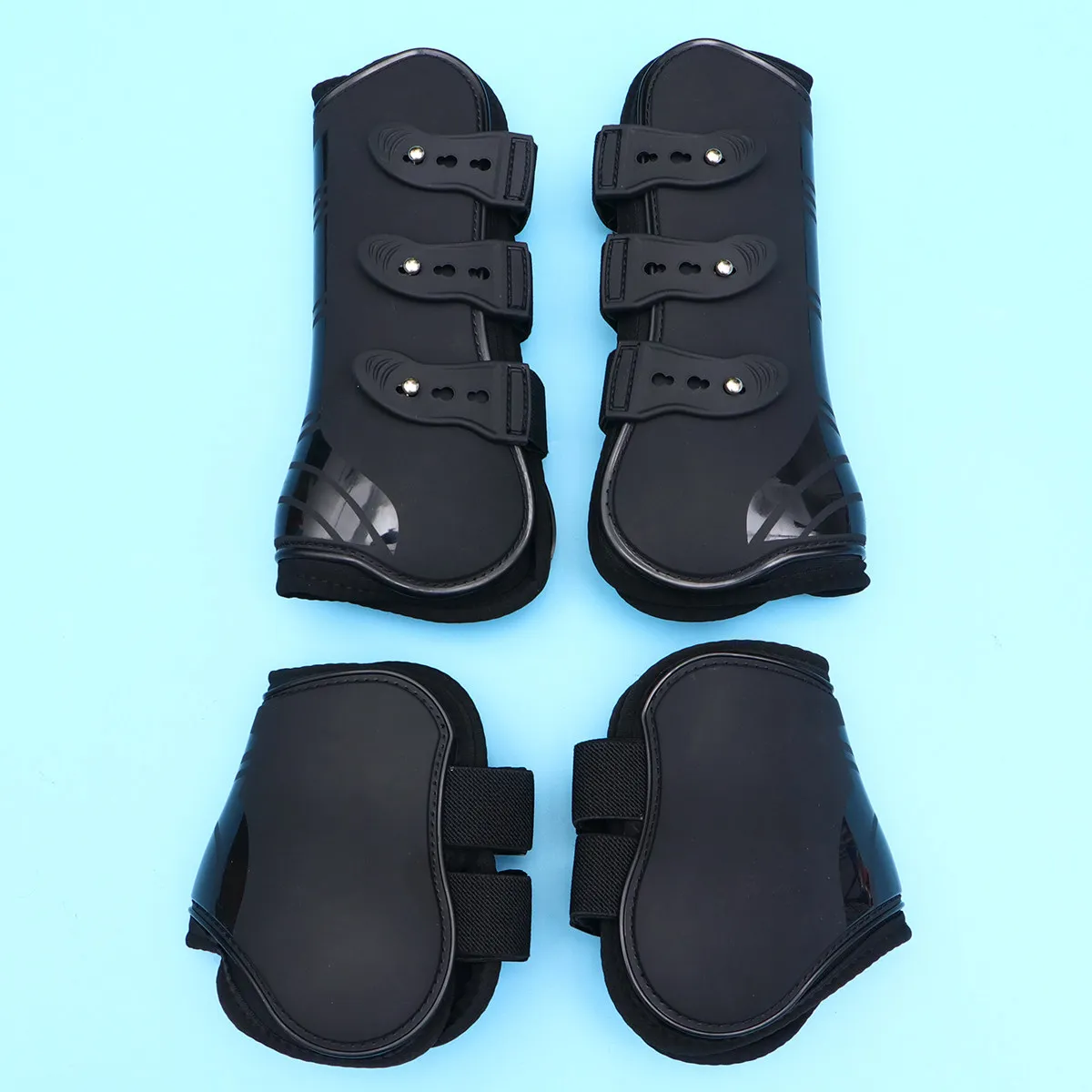 Horse Splint Boots 2 Pairs Soft Elastic Waterproof Leg Protectors Support Wrap Equestrian Gear XL Black
