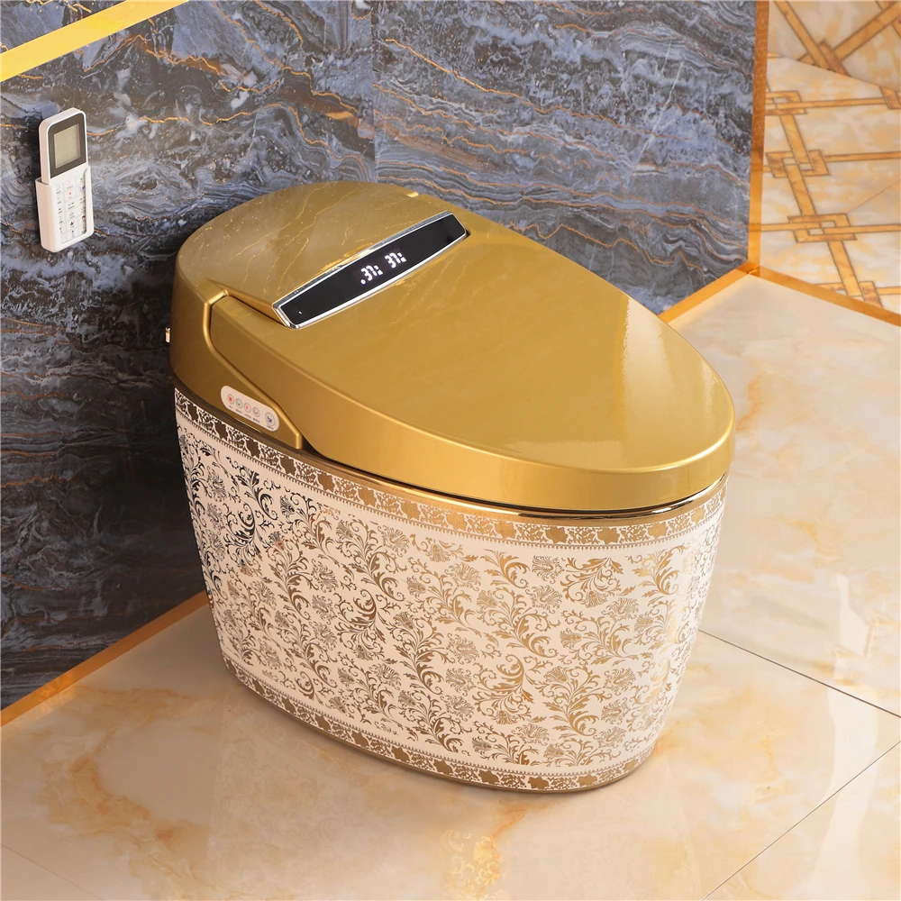 

Golden Color Luxury Milultifuctional Electric Bidet Commode Bathroom Automatic Wc Intelligent Gold Smart Toilet Bowl