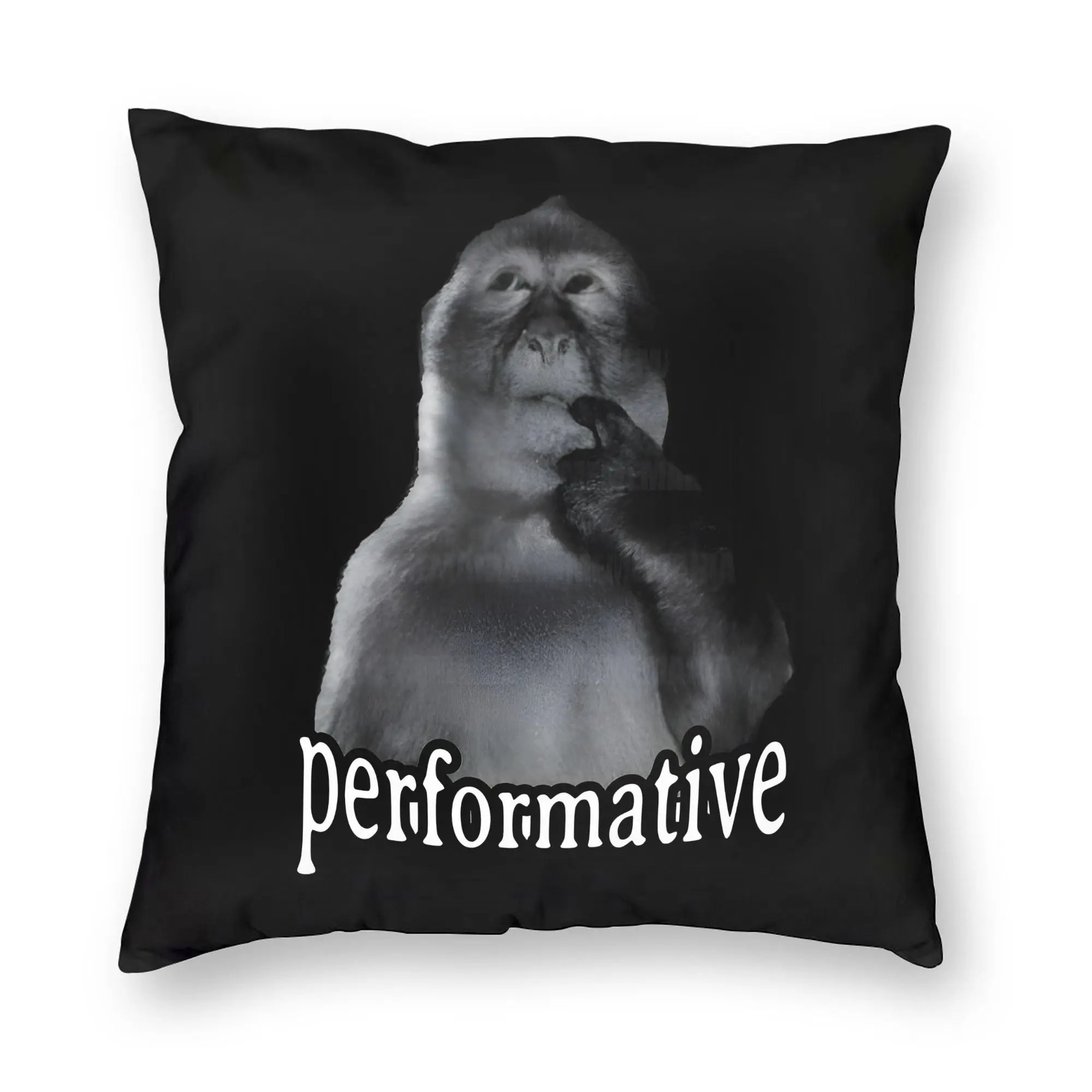 Performative Monkey Thinking Pillowcase Printing Fabric Cushion Cover Decor  Pillow Case Cover Home Square 45X45cm